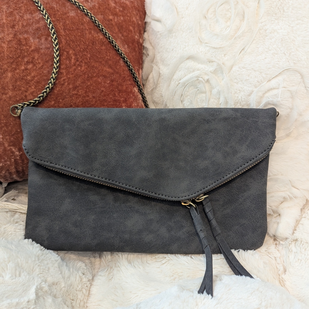 Women’s Grey Envelope Crossbody Bag - Classic Chain Strap